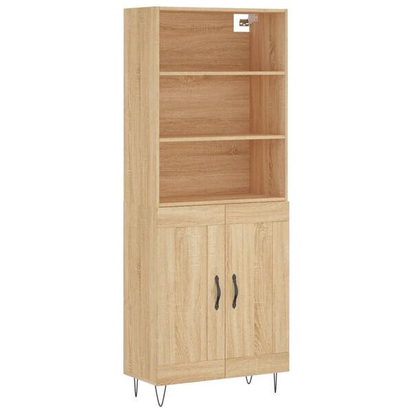 vidaXL Highboard Sonoma Oak 69.5x34x180 cm Engineered Wood