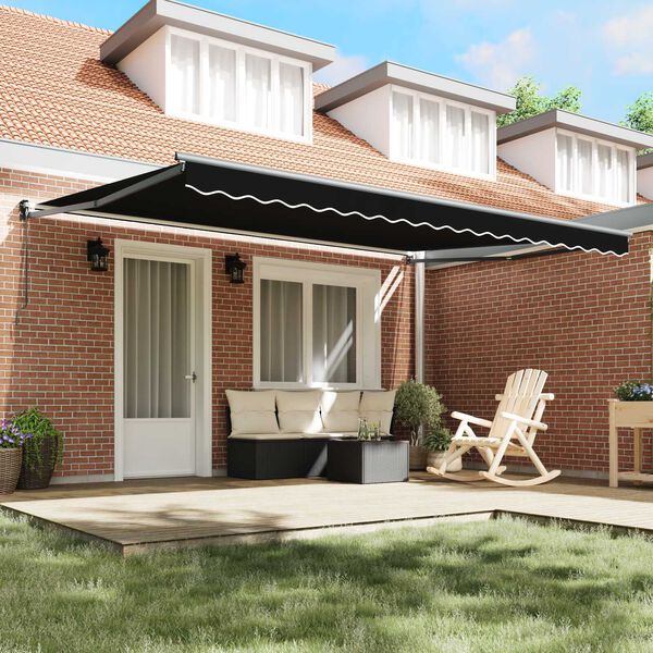 vidaXL Retractable Awning Black 450 x 300 cm Polyester and Metal