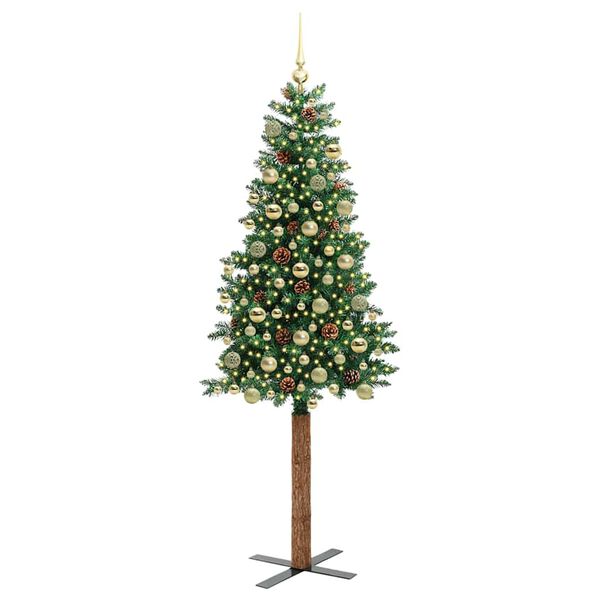 vidaXL Slim Christmas Tree Green 180 cm PVC and Solid Pine wood