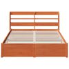 vidaXL Bed Frame with Headboard Wax Brown 150 x 200 cm Solid Pine Wood