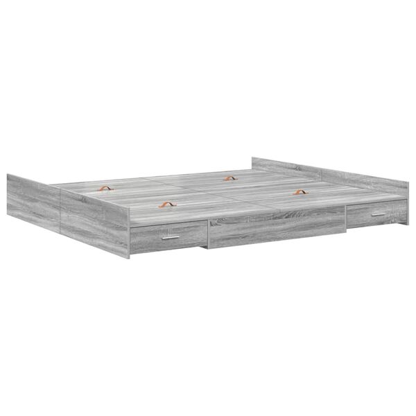 vidaXL Storage Bed Frame Grey Sonoma 180 x 200 cm Engineered Wood