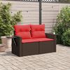 vidaXL Garden Sofa with Cushions 2-Seater Brown Poly Rattan