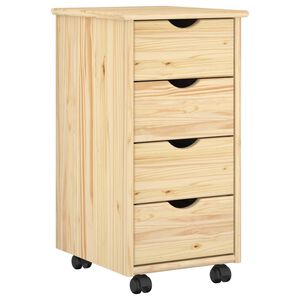 vidaXL Rolling Cabinet Brown 65.5 x 34 x 39 cm Solid Pine Wood