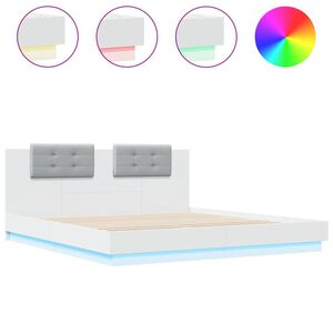 vidaXL Bed Frame with LED without Mattress White 180x200 cm Super King