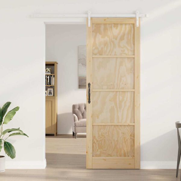 vidaXL Sliding Door Brown 83 x 232 cm Solid Pine Wood