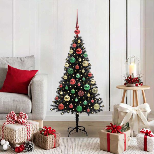 vidaXL Christmas Tree with 150 LEDs with Stand Black 120 cm PVC