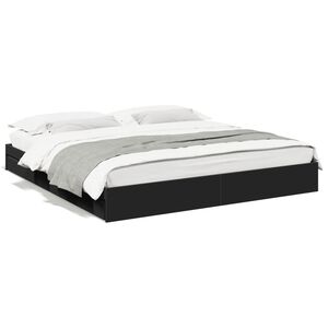 vidaXL Bed Frame with Drawers without Mattress Black 200x200 cm