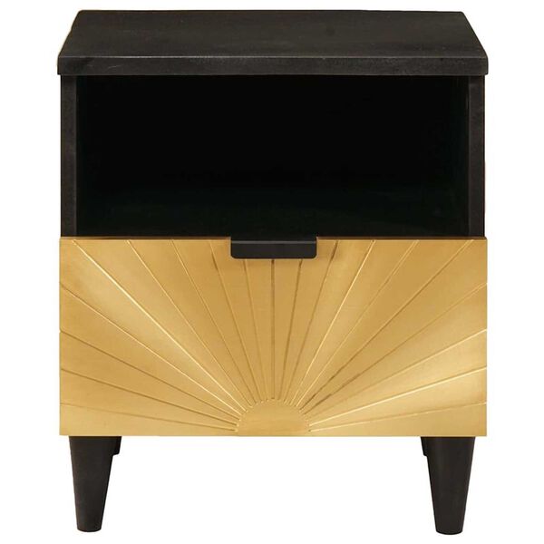 vidaXL Bedside Cabinet with Drawer Black and Gold 40 x 33 x 46 cm