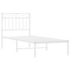 vidaXL Metal Bed Frame without Mattress with Headboard White 75x190cm