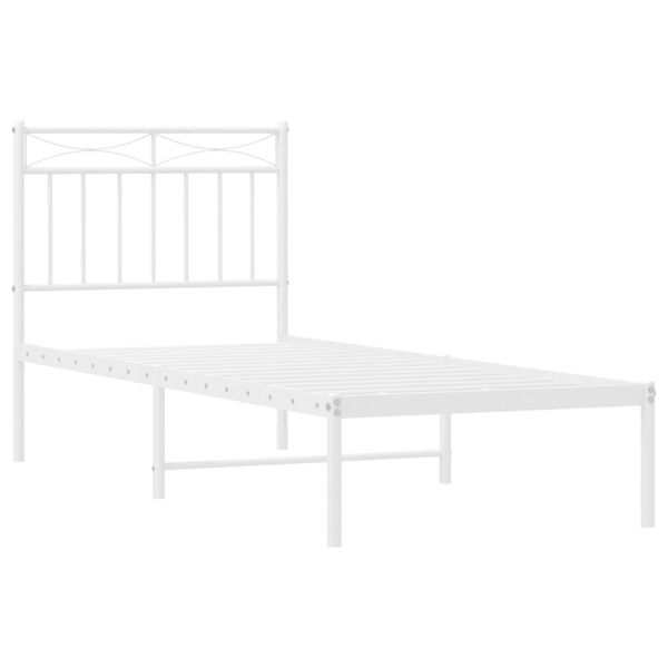 vidaXL Metal Bed Frame without Mattress with Headboard White 75x190cm