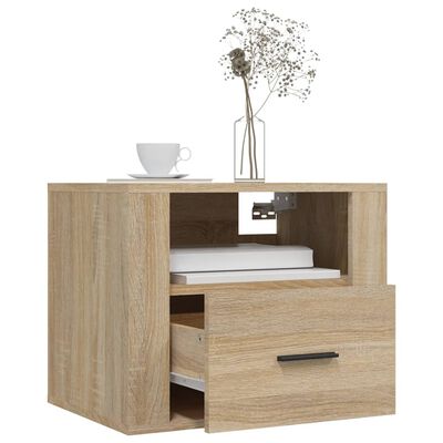 vidaXL Wall-mounted Bedside Cabinet Sonoma Oak 50x36x40 cm