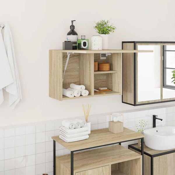 vidaXL Bathroom Wall Cabinet Sonoma Oak 60x25x40 cm Engineered Wood