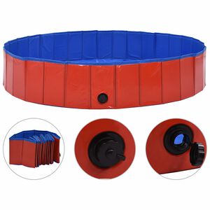 vidaXL Foldable Dog Swimming Pool Red 160x30 cm PVC