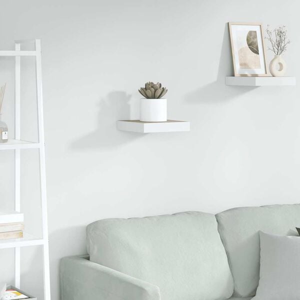 vidaXL Floating Wall Shelf Oak and White 23x23.5x3.8 cm MDF