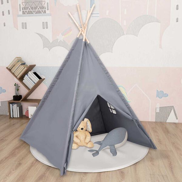 vidaXL Children Teepee Tent with Bag Peach Skin Grey 120x120x150 cm
