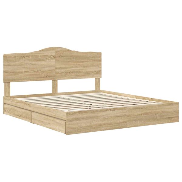 vidaXL Storage Bed with Drawer Sonoma Oak 180 x 200 cm Engineered Wood