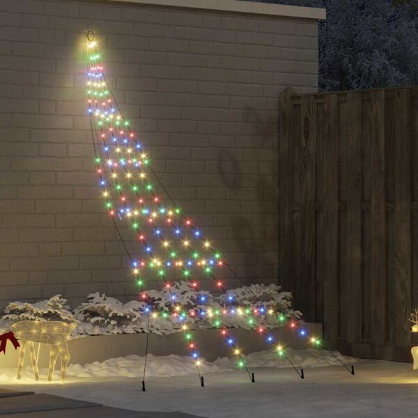 vidaXL LED Christmas Tree with Ground Spikes Multicolour 300 cm Metal