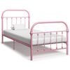 vidaXL Bed Frame without Mattress Pink Metal 90x200 cm