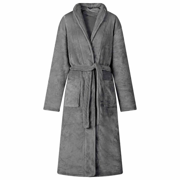 vidaXL Bathrobe without Hood Dark Grey M Flannel