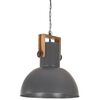vidaXL Industrial Hanging Lamp 25 W Grey Round Mango Wood 42 cm E27