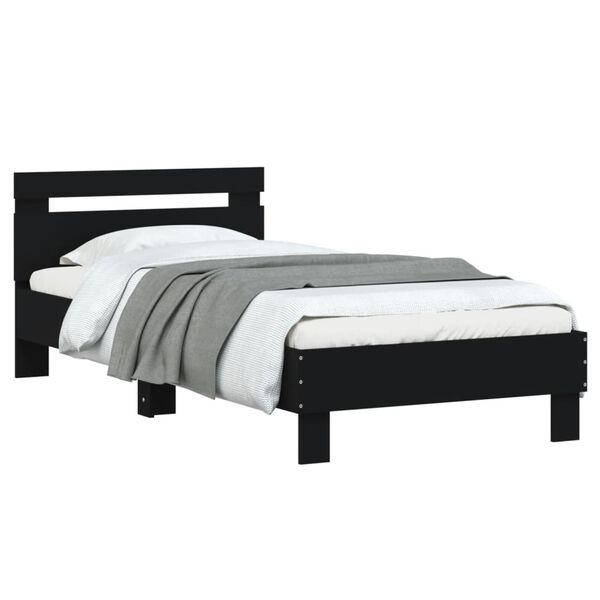 vidaXL Bed Frame without Mattress with Headboard Black 90x200 cm