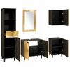 vidaXL Bathroom Cabinet Set 5 pcs Black and Gold Solid Mango Wood