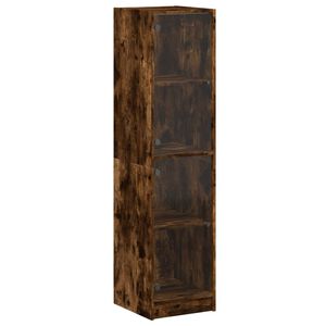 vidaXL Highboard with Glass Doors Smoked Oak 35x37x142 cm