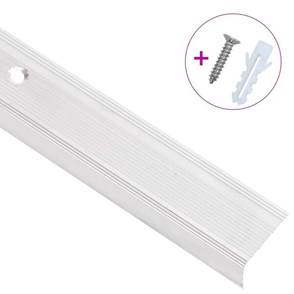 vidaXL Stair Nosings in L-shape 15 pcs Aluminium 90 cm Silver