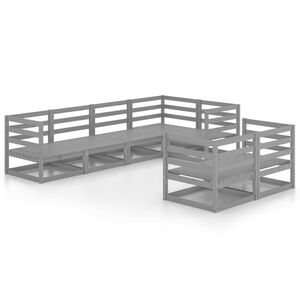 vidaXL 7 Piece Garden Lounge Set Grey Solid Pinewood