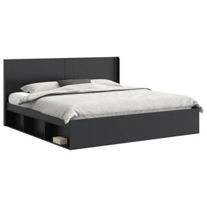 vidaXL Bed Frame with Storage and Headboard Black 200 x 200 cm