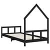 vidaXL Kids Bed Frame Black 90x190 cm Solid Wood Pine