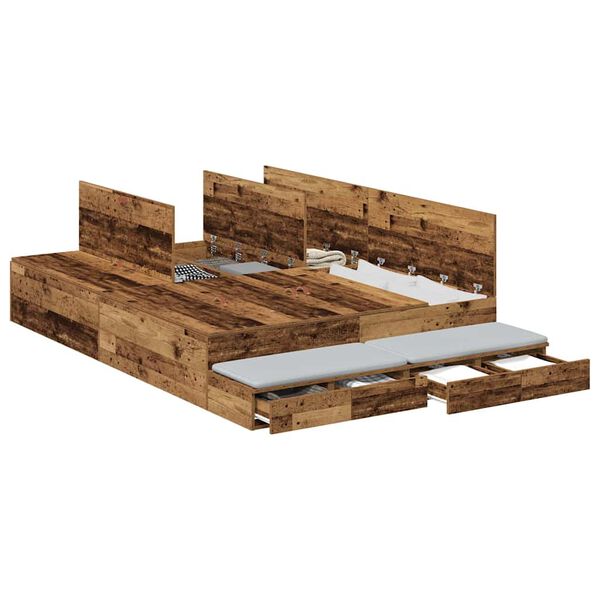 vidaXL Storage Bed Frame with Drawer Old Wood 160 cm Engineered Wood