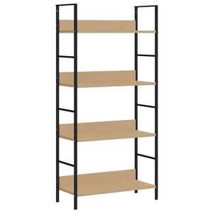 vidaXL Shelf Cabinet | Oak and Black | Engineered Wood and Steel | Compact