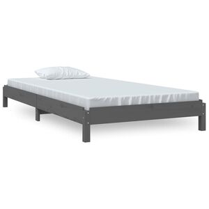 vidaXL Stack Bed without Mattress Grey 75x190 cm Solid Wood Pine