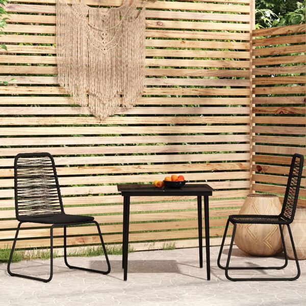 vidaXL 3 Piece Garden Dining Set Black