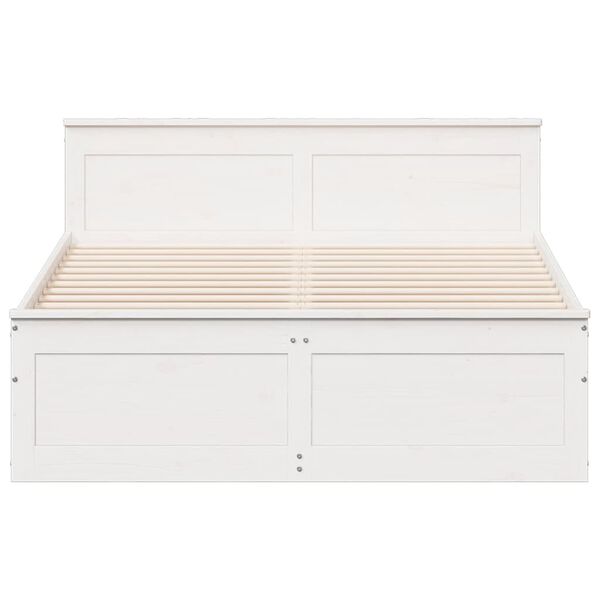 vidaXL Bed Frame without Mattress with Headboard White 150x200 cm King Size Solid Wood Pine
