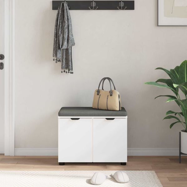 vidaXL Hall Bench with Cushion with Storage White 60 x 38 x 46 cm