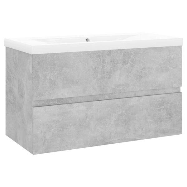 vidaXL Sink Cabinet with Built-in Basin Concrete Grey Engineered Wood
