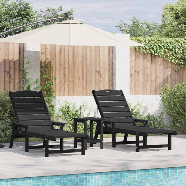 vidaXL Garden Lounge Furniture 3 pcs Black 38 x 38 x 46cm Polyethylene