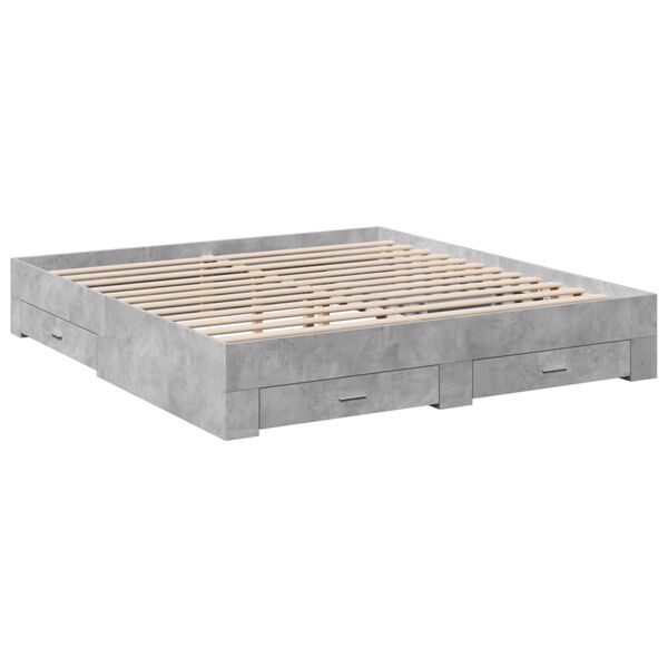 vidaXL Bed Frame with Drawers without Mattress Concrete Grey 200x200 cm