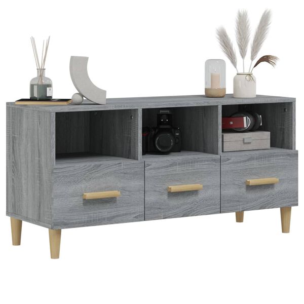 vidaXL TV Cabinet Grey Sonoma 102x36x50 cm Engineered Wood