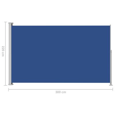 vidaXL Patio Retractable Side Awning 220x300 cm Blue