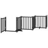 vidaXL Dog Gate with Door Foldable 9 Panels Black 450 cm Poplar Wood