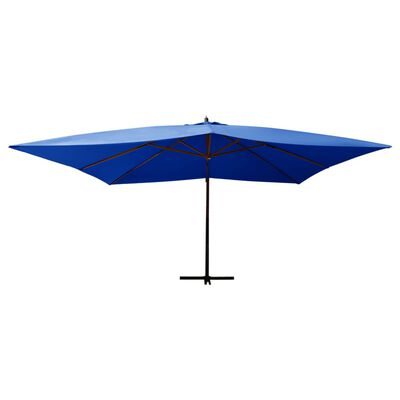 vidaXL Cantilever Umbrella with Wooden Pole 400x300 cm Azure Blue
