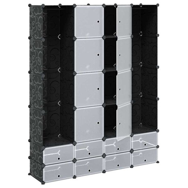 vidaXL Modular Cabinet 18 Compartments Black and White 37x146x180.5 cm