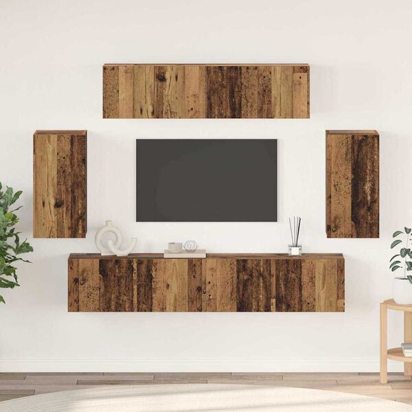vidaXL TV Cabinet Set Wall-mounted 6 pcs Old Wood Engineered Wood