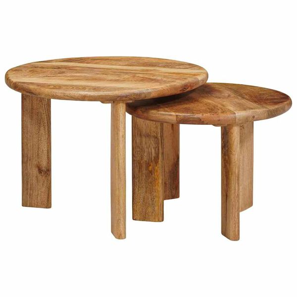 vidaXL Nesting Tables 2 pcs Brown Solid Mango Wood
