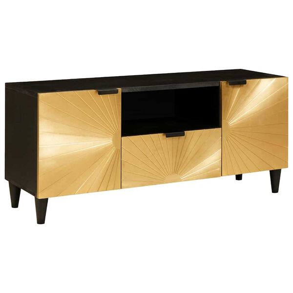 vidaXL TV Cabinet Black and Gold 105 x 33 x 46 cm Engineered wood