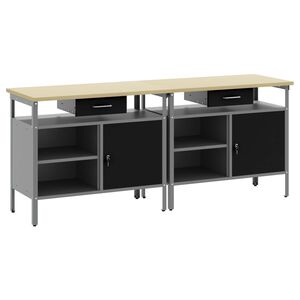 vidaXL Work Bench Set 2 pcs Black and Grey Powder-Coated Steel