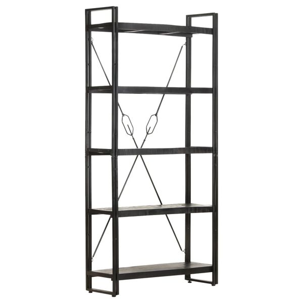 vidaXL 5-Tier Bookcase Black 90x30x180 cm Solid Mango Wood